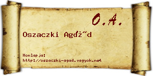 Oszaczki Agád névjegykártya